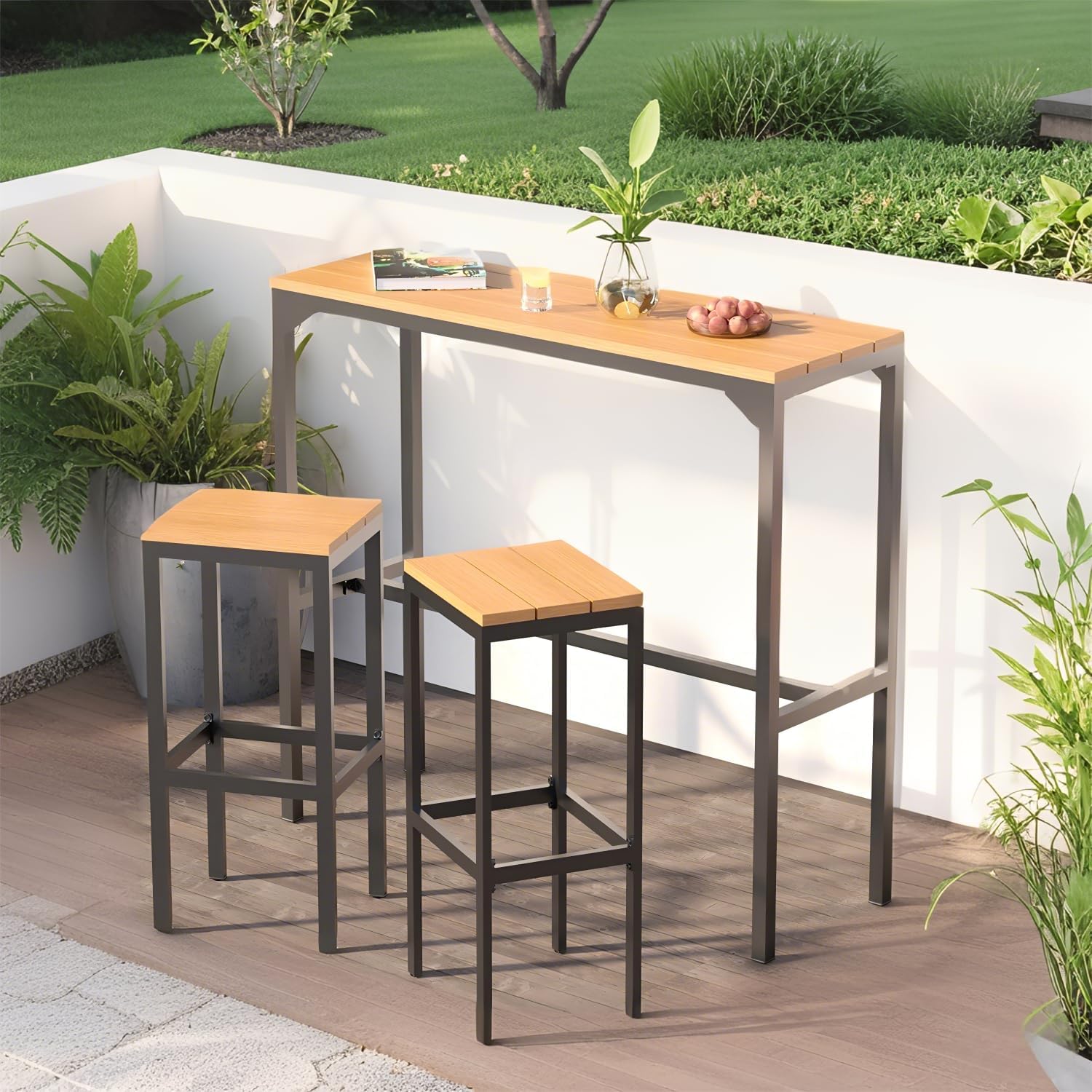 YODOLLA patio bar set with bar height stools